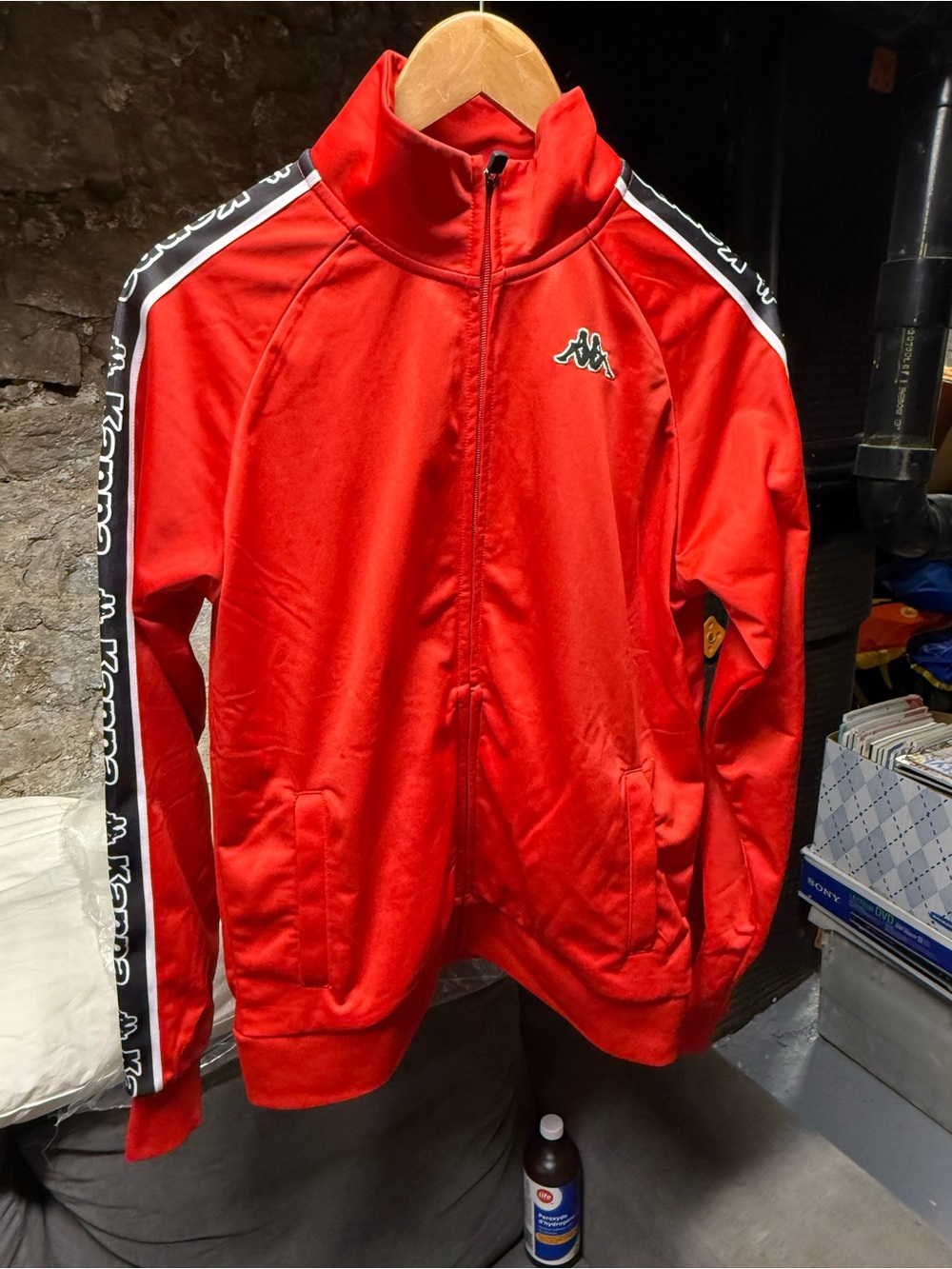 Red Kappa Full Zip Track Jacket Banda Logo Sz Medium